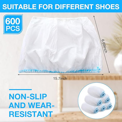 600 Packs Disposable Boot Shoe Covers Non Slip Thick Extra Booties for Shoes Covers Durable for Men Women (White)