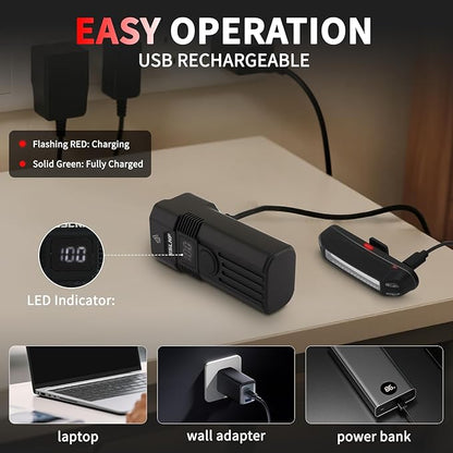 Bike Light for Night Riding, 2000LM/1000LM Bicycle Headlight & Taillight, Multiple Modes,3000mAh/2000mAh USB C Rechargeable Waterproof LED Bright Bike Headlights for Cyclists and Commuters