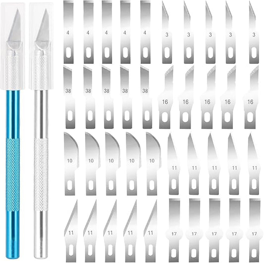 2PCS Exacto Knife Craft Hobby Knife with 40 PCS Spare Exacto Blades Exacto Knives Precision Knife for Crafts, Arts, Modeling, Scrapbooking, Stencil(Blue)