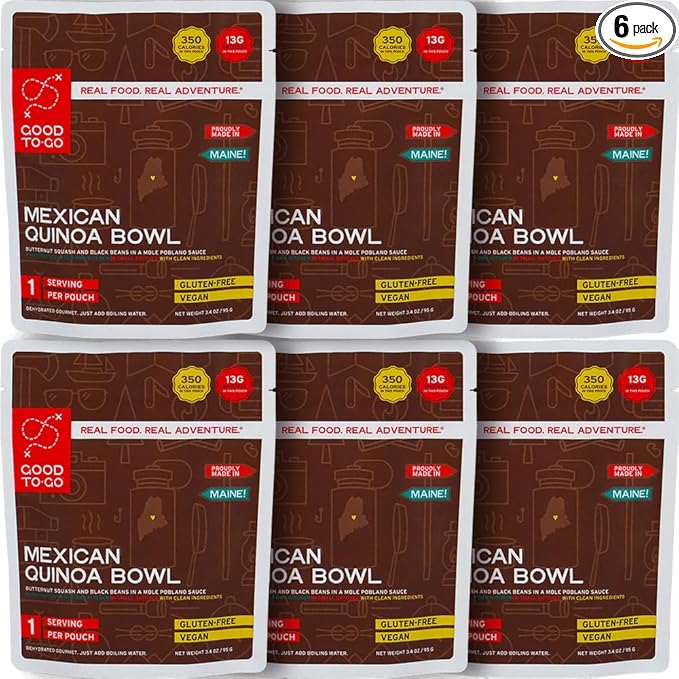 GOOD TO-GO Mexican Quinoa Bowl (6-Pack of Single Servings) | Camping & Backpacking Food | Just Add Water Backpacking Meals | Good To-Go Dehydrated Meals Taste Better Than Freeze Dried Food