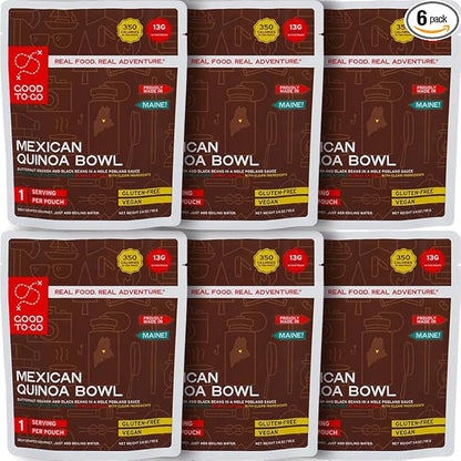 GOOD TO-GO Mexican Quinoa Bowl (6-Pack of Single Servings) | Camping & Backpacking Food | Just Add Water Backpacking Meals | Good To-Go Dehydrated Meals Taste Better Than Freeze Dried Food