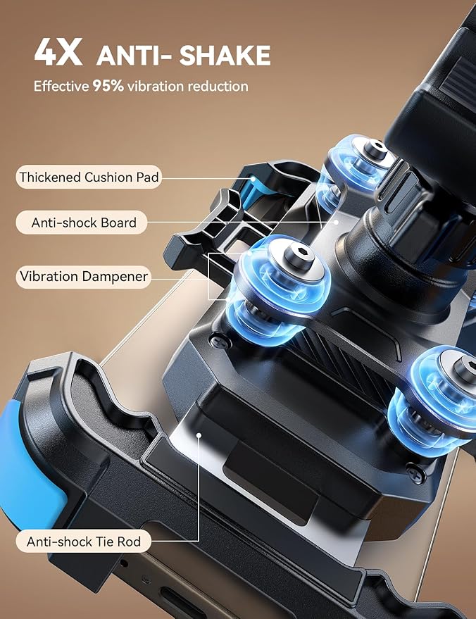 JOYROOM Motorcycle Phone Mount Holder - [Dual Vibration Dampener] 150mph Anti-Shock Phone Holder for Motorcycle [Upgrade Metal Handlebar Clamp] - Bicycle Bike Phone Holder Mount for 4.7-7" Phones,Blue