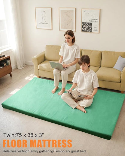 Sleeping Pad,3-inch Thick Memory Foam Camping Mattress,Portable Roll-Up Mat for Car/Tent/Floor/Cot/Travel,Comfortable Pad for Guests Sleepover