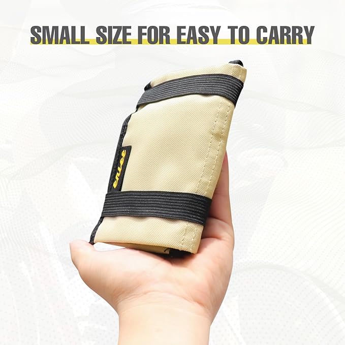 WEEROCK Bike Saddle Bag for Bicycle Tool, Foldable Small Size Waterproof Bike Seat Bag for Bike Repair Tools,Beige