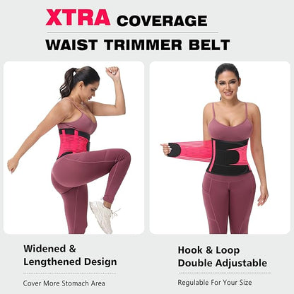 KOOCHY Waist Trainer For Women Men,Adjustable Sweat Band Tummy Control Belt,Waist Trimmer for Weight Loss Workout Fitness Gym