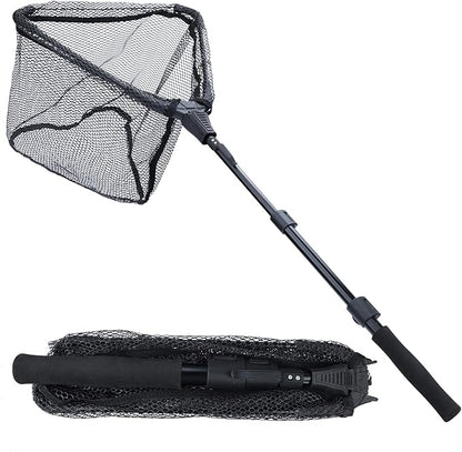 Sougayilang Fishing Net Fish Landing Net, Foldable Collapsible Telescopic Pole with EVA Handle, Durable Nylon Material Mesh, Safe Fish Catching or Releasing