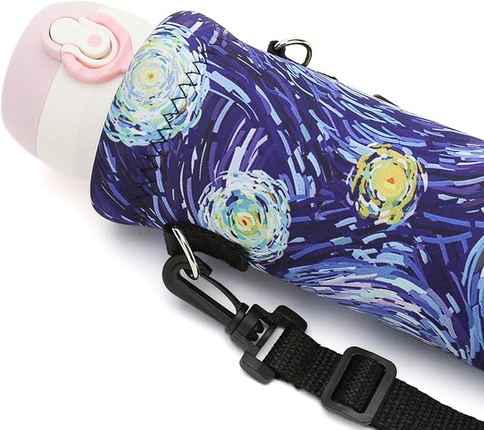 RICHEN Neoprene Water Bottle Carrier Bag with Adjustable Shoulder Strap,Insulated Water Bottle Cover for Stainless Steel/Glass/Plastic Bottles