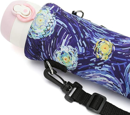 RICHEN Neoprene Water Bottle Carrier Bag with Adjustable Shoulder Strap,Insulated Water Bottle Cover for Stainless Steel/Glass/Plastic Bottles