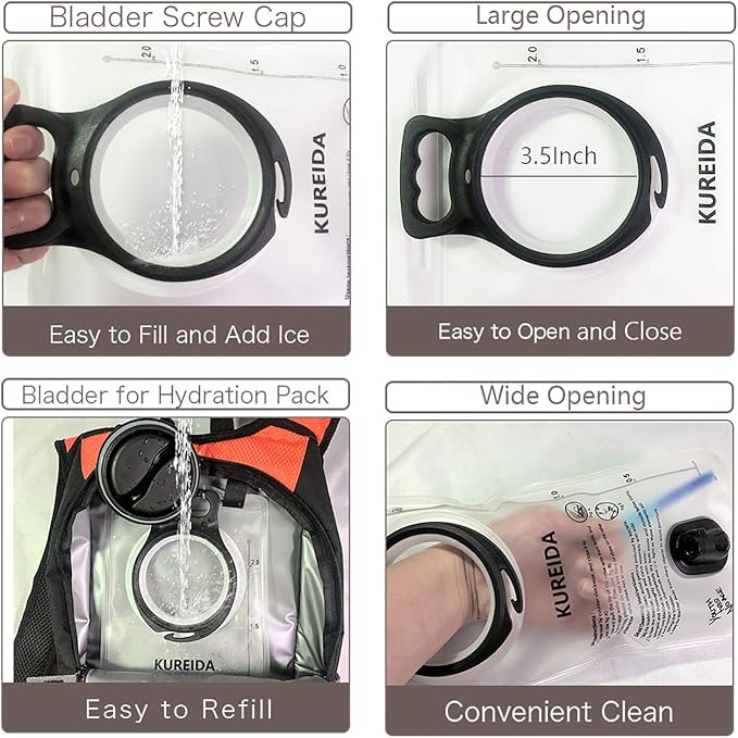 Hydration Bladder 2L-3L,Leak Proof Water Reservoir,BPA Free,Wide Opening, Military Water Bladder Combined with Hydration Backpacks for Biking Hiking Running Camping Climbing.