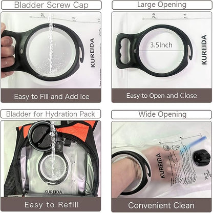 Hydration Bladder 2L-3L,Leak Proof Water Reservoir,BPA Free,Wide Opening, Military Water Bladder Combined with Hydration Backpacks for Biking Hiking Running Camping Climbing.