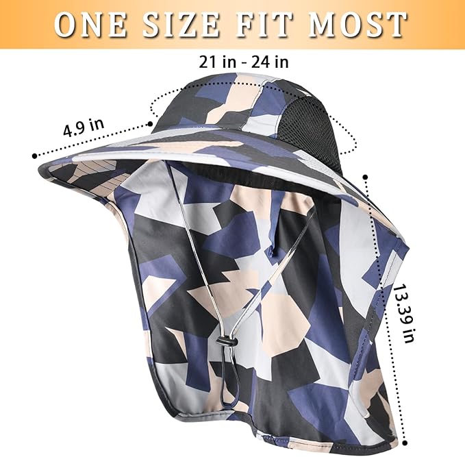 Sun Hat for Men Women with Neck Flap,UPF 50+ UV Protective Hiking Fishing Hats,Wide Brim Sun Hat for Women&Men