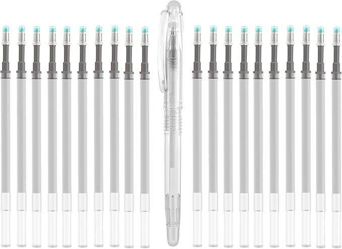 Heat Erasable Fabric Pen with 20 Refills for Tailors Sewing, Quilting, Crafts And Dressmaking Disappearing Ink, White