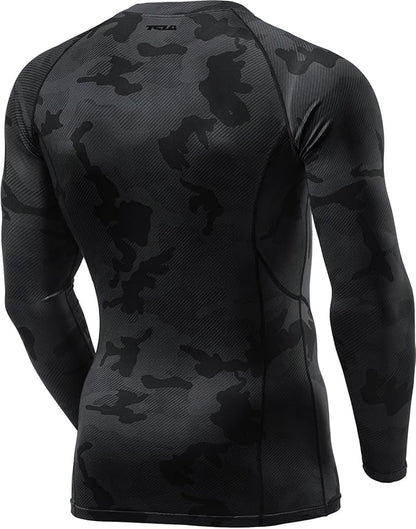 TSLA Men's Thermal Long Sleeve Compression Shirts, Athletic Base Layer Top, Winter Gear Running T-Shirt