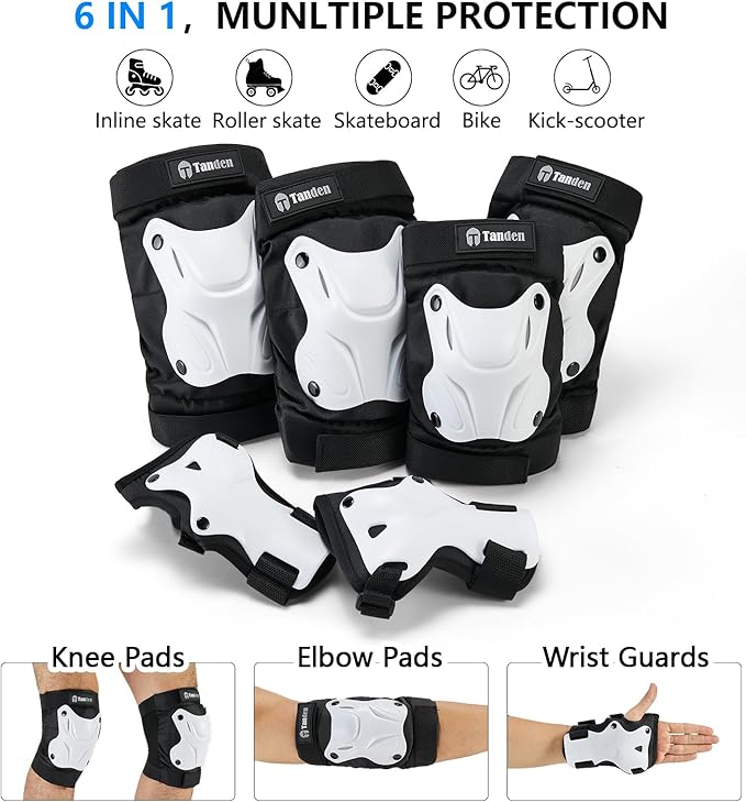 Skating Protective Gear Knee and Elbow Pads Wrist Guards for Roller Skating Skateboarding, Skate Pads Adult Knee Pads