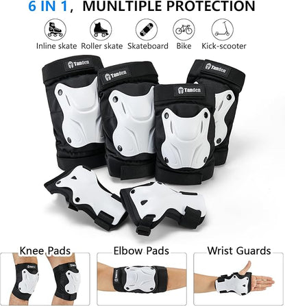 Skating Protective Gear Knee and Elbow Pads Wrist Guards for Roller Skating Skateboarding, Skate Pads Adult Knee Pads