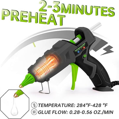 ThinkLearn 60/100W Dual Power Hot Glue Gun Kit with 15 Glue Sticks (7/16"), Heavy Duty Large Glue Gun for Crafts, DIY, Home Repairs - Gray