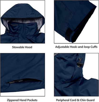 Little Donkey Andy Men's Waterproof Rain Jacket Outdoor Lightweight Rain Shell Coat for Hiking,Golf,Travel