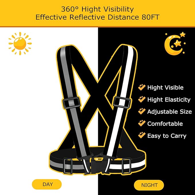 Reflective Safety Vest 2pcs - High Visibility Vest Adjustable Straps for Outdoor Jogging, Cycling,Walking,Workers