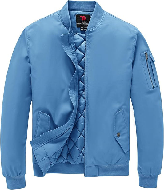 TBMPOY Men's Fall Jacket Winter Windbreaker Bomber Zip Up Padded Softshell Warm Windproof Casual Coat