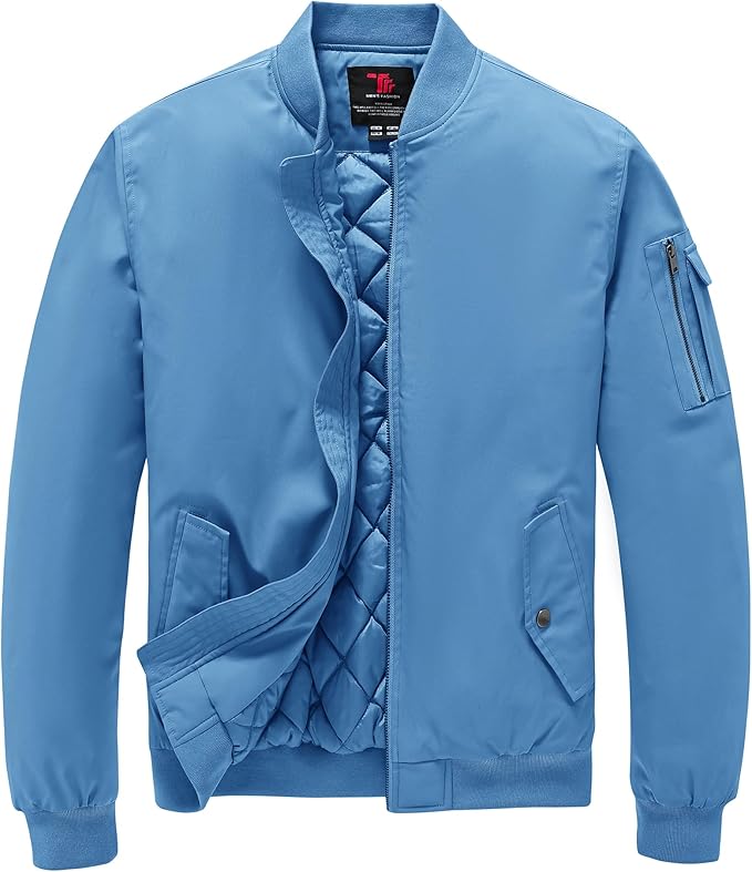 TBMPOY Men's Fall Jacket Winter Windbreaker Bomber Zip Up Padded Softshell Warm Windproof Casual Coat