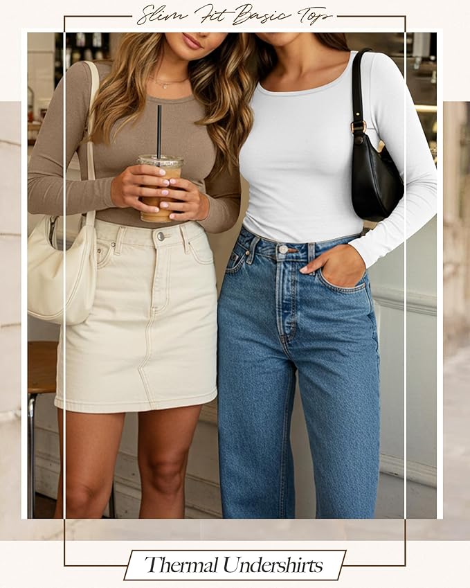 Neer 3 Pack Women's Thermal Shirts Long Sleeve Crew Neck Fleece Lined Undershirts Slim Fit Basic Tops Winter Base Layer