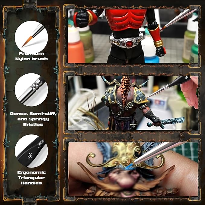 Golden Maple Dry Brush Miniature Painting, 18PC Miniature Paint Brushes Model Brushes Micro Detail Paint Brush Set, Fine Detailing for Acrylics, Watercolors, Models, Figurine