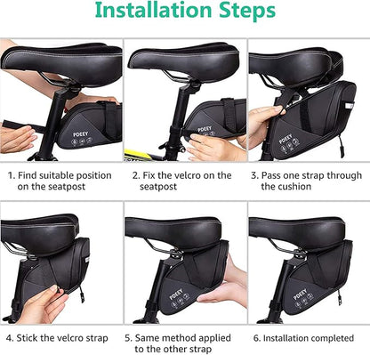 PDEEY Bike Saddle Bag, Bicycle Under Seat Pouch, Cycling Wedge Pack for Mountain Road, Cycling Accessories Storage Velcro Pack Waterproof Durable Pouch for Mountain, Beach or Road Bikes