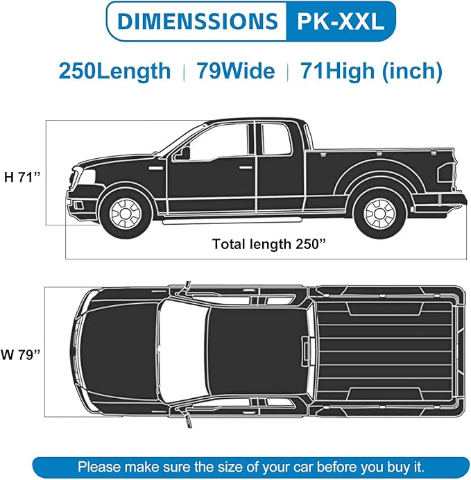 10Layer Truck Cover Waterproof All Weather. Pickup Truck Cover Rain Snow UV Dust Protection. Length: 242-250 inches, Universal Fit for Ford F150 Chevy Silverado Dodge Ram 1500.