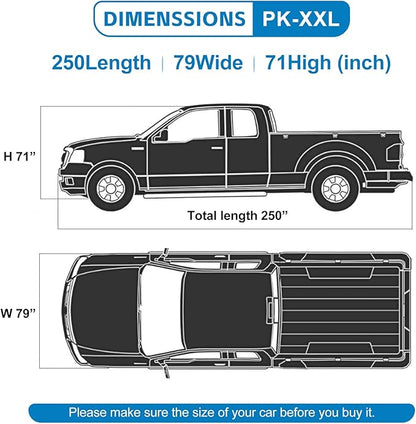 10Layer Truck Cover Waterproof All Weather. Pickup Truck Cover Rain Snow UV Dust Protection. Length: 242-250 inches, Universal Fit for Ford F150 Chevy Silverado Dodge Ram 1500.