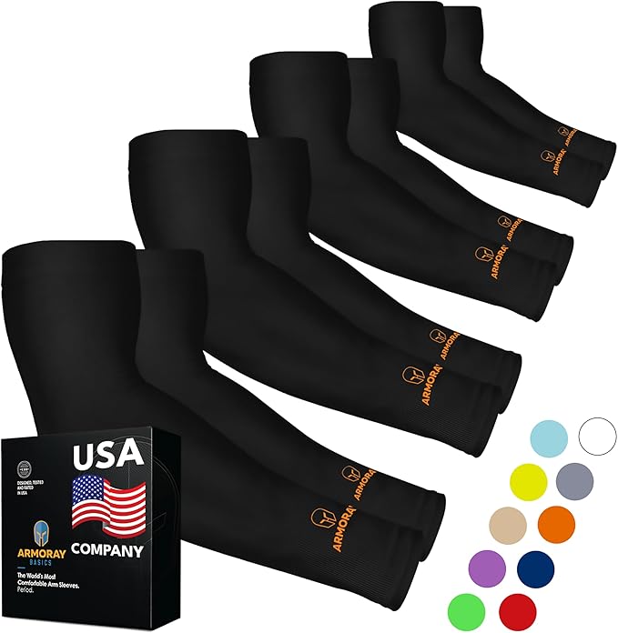 ARMORAY Arm Sleeves for Men or Women - Tattoo Cover Up - Cooling Sports Sleeve for Basketball Golf Football