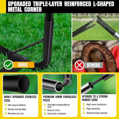 Agility Ladder & Soccer Goal Training Set, 20ft Speed Ladder with Cones, Hurdles, Jump Rope & Parachute, Plus 2 Pack Pop Up Kids Soccer Goals with Ball & Cones for Backyard Sports Practice