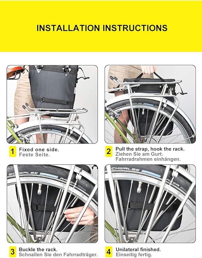 Rhinowalk Bike Pannier Bag Set for Bicycle Cargo Rack Saddle Bag Shoulder Bag Laptop Pannier Rack Bicycle Bag Professional Cycling Accessories 3 in 1