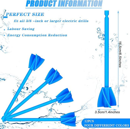 12 Pieces Paint Mixer Drill Attachment,Helix Paint Mixer Resin Drill Mixer Paint Stirrers Drill Attachment for 1 Gallon of Paint Epoxy Resin Silicone Jewelry Casting Molds (Blue)