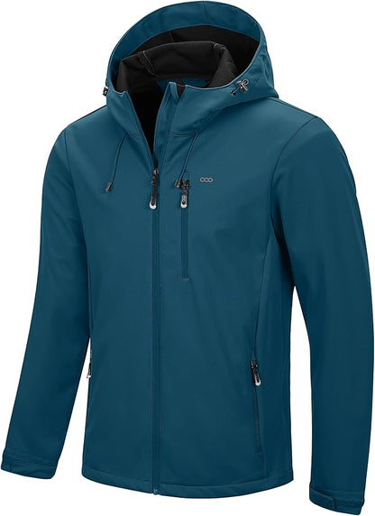 33,000ft Men's Softshell Jacket with Hood Waterproof Windbreaker Lightweight Rain Shell Jacket for Outdoor Hiking Travel