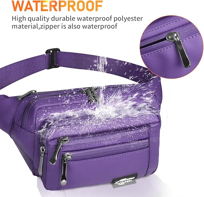 Waist Pack Bag Fanny Pack for Men&Women Hip Bum Bag with Adjustable Strap for Outdoors Workout Traveling Casual Running Hiking Cycling (Purple)
