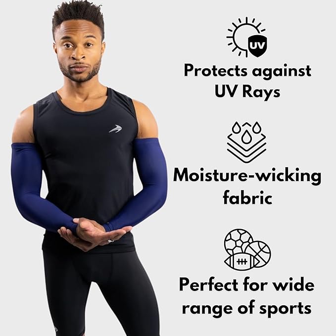 CompressionZ Compression Arm Sleeves for Men & Women| Cooling UV Sun Protection Elbow Pain Relief for All Sports and Recovery