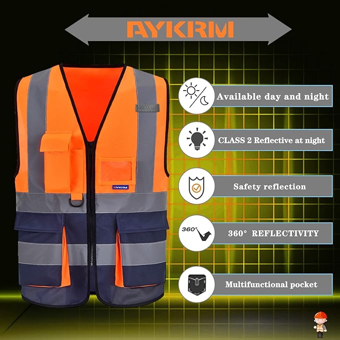 A-SAFETY High Visibility Reflective Safety Vest Customize Logo (XS-8XL)