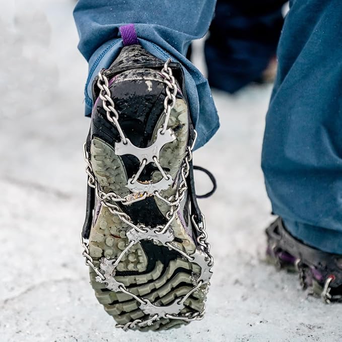 TRIWONDER Crampons for Boots Shoes Traction Ice Cleats Snow Grips Anti Slip Stainless Steel Micro Spikes for Hiking Fishing Walking Climbing Jogging Mountaineering