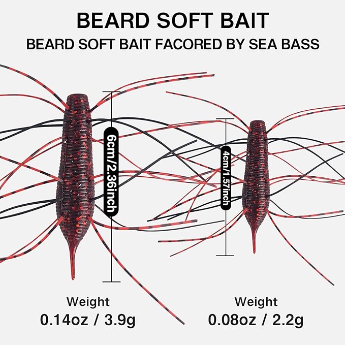 Eupheng Silicone Soft Dice Fishing Lures with Multiple Tentacles, Handmade Slow Sink Bass Fishing Soft Plastic Baits for Drop Shot, Finesse, Wacky Rig