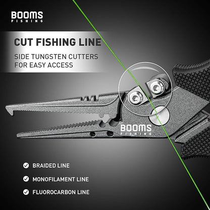 Booms Fishing F07 Pliers Hook Remover, Split Ring Pliers Stainless Steel, Saltwater Tools With Lanyard and Sheath, Gift for Men