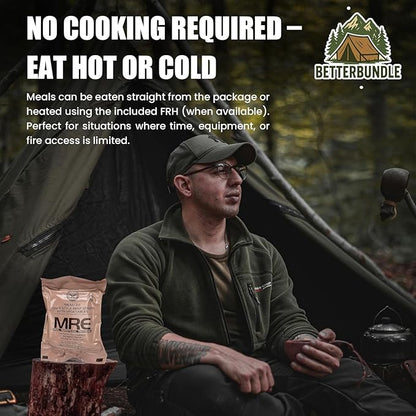 BetterBundle MRE, U.S. MRE Meals, Emergency Food Supply, Freeze Dried Survival Food Supplies w/ Flameless Heater, Ready Meals, Variety Pack of 12, A or B Case Selected at Random Inspection 2025, 2026