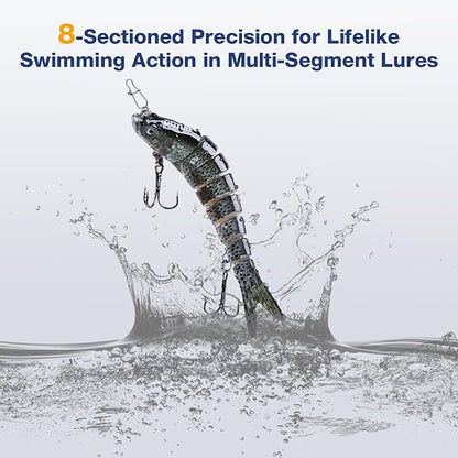 Goture Bass Fishing Lures, Lifelike Jointed Swimbait for Bass Trout Walleye Crappie Pike, Slow Sinking Segment Swimming Bait Fishing Lures for Freshwater and Saltwater, Gifts for Men