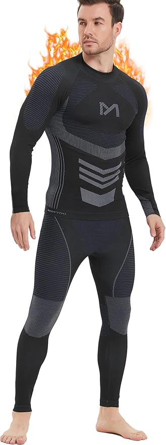 Thermal Underwear for Men, Winter Gear Long Johns Base Layer Top and Bottom Set for Skiing Running