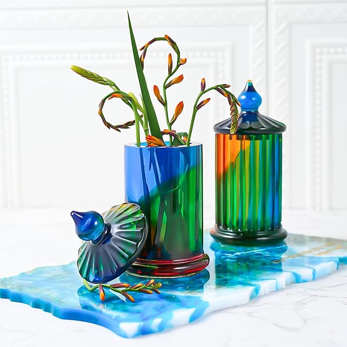 Jar Resin Molds Valentine Storage Box with Lid Epoxy Resin Casting Mold Cylinder Jars Candle Jewelry Trinket Container Mould DIY Planter Candy Organizer Making Concrete Cement Moulds Craft Home Decor