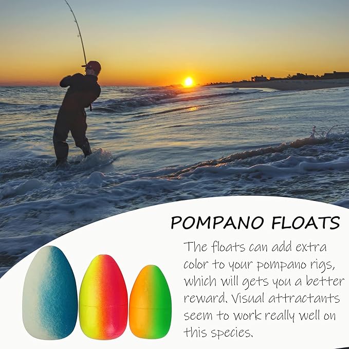 Dovesun 220/104/80/54/42/52pcs Fly Fishing Floats Bobbers Foam Pompano Rigs Surf Fishing Rig Floats Bright Color Round, Bullet, Cylindrical, Spin, Pill with Tackle Box