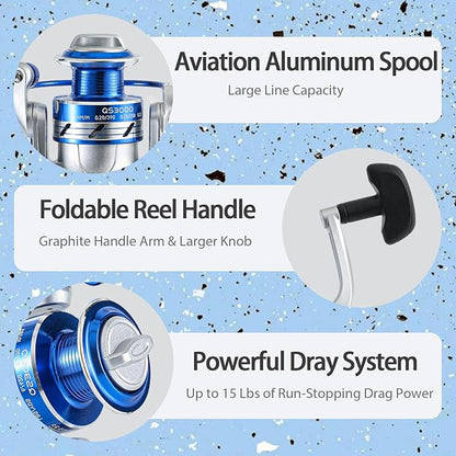 Fishing Rod, 2Pcs 6.9ft Telescopic Fishing Pole Set, Portable Spinning Rod and Reel Combo with Carrier Bag Freshwater Fishing Rod and Reel Combos Kits Fishing Gear