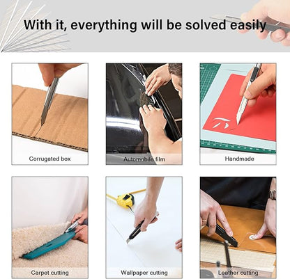 FOSHIO 60 Degree Snap Off Universal Art Knife Replacement Blades, High Hardness Carbon Steel Material, Auto Vinyl Wrap Office Cutter Craft Knife Sharp Blades, Pack of 100