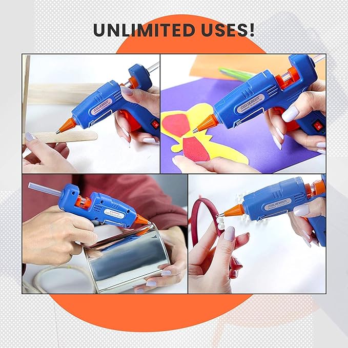 Mini Hot Glue Gun with 30 Glue Sticks for Crafts School DIY Arts Home Quick Repairs, 20W, Blue