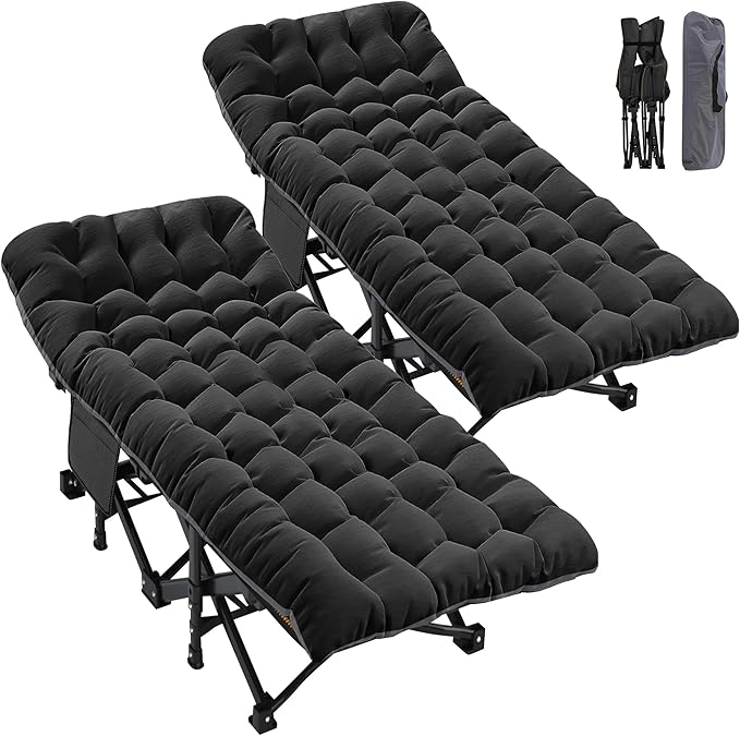 ABORON 2PK Oversized Folding Camping Cot for Adults, Double Layer 1200D, 500lb Capacity, Heavy Duty Guest Cot with Mat & Carrying Bag for Indoor & Outdoor Use