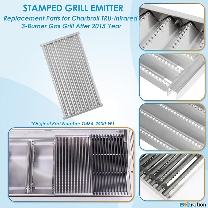 17" Grill Grates and Emitter for Charbroil TRU Infrared 3-Burner 463242516 466242515 466242516 466242615 466242616 463355220 463342420 Grill Parts for Charbroil Grill Replacement Parts